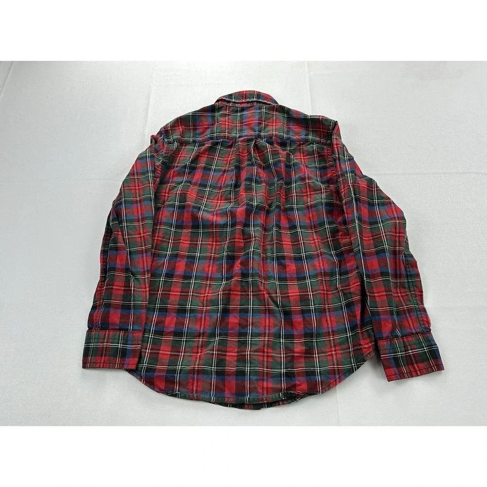 Ralph Lauren Boys Shirt Size 6 Tartan Plaid 100% Cotton Button Down Christmas